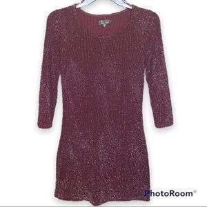 Trixxi Purple Sparkle Long Sleeve Bodycon Dress Size Small